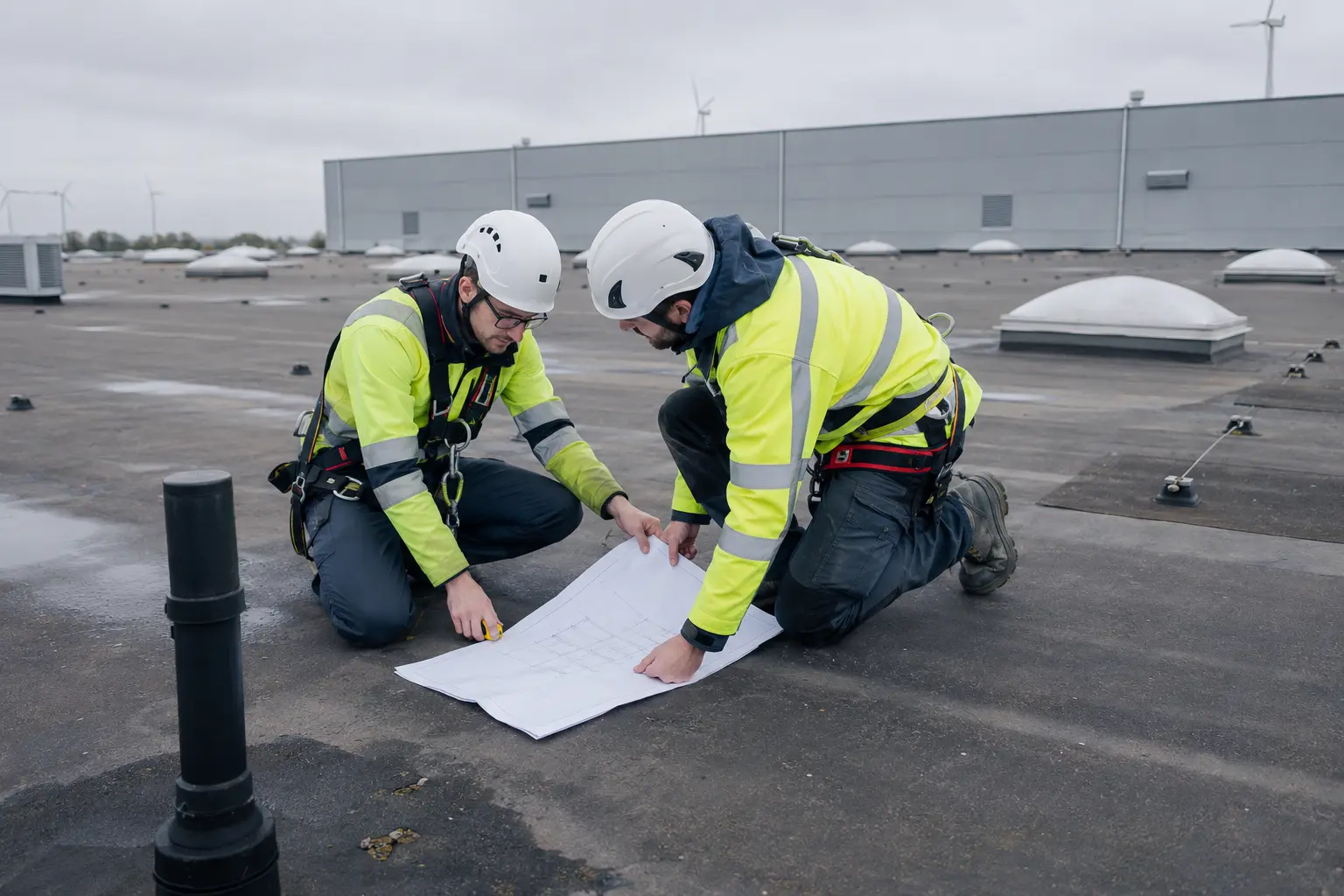 Dachbegehung zur Planung einer gewerblichen PV-Anlage