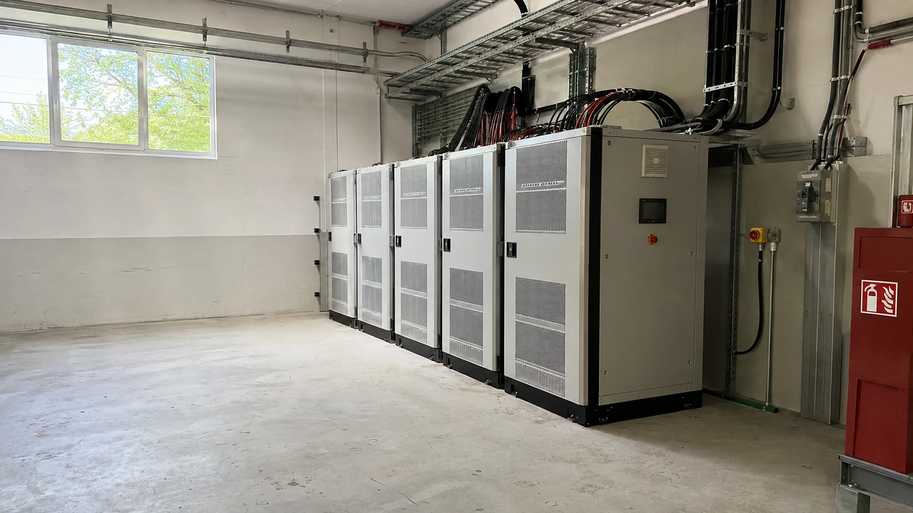 Gewerblicher Batteriespeicher in einer technischen Energiezentrale