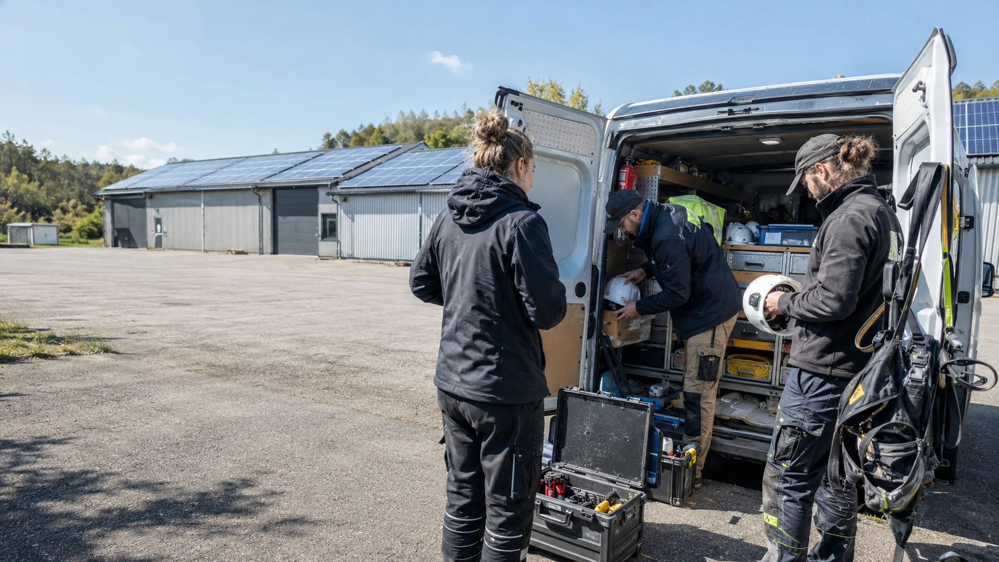 Mitarbeitende von ErEne bei der gemeinsamen Planung eines Energieprojekts