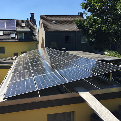Photovoltaic modules on garage roof.